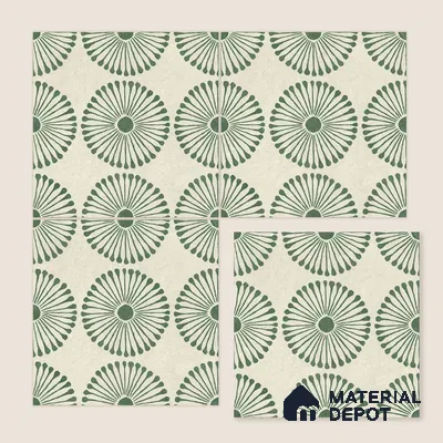 Moroccan Wall & Floor Highlighter 2 Tile TL 11191 Sage Radiance 1 ft x 1 ft Ceramic Matte Finish Tile - 10 mm | Suitable For Kitchen, Bathroom, Balcony