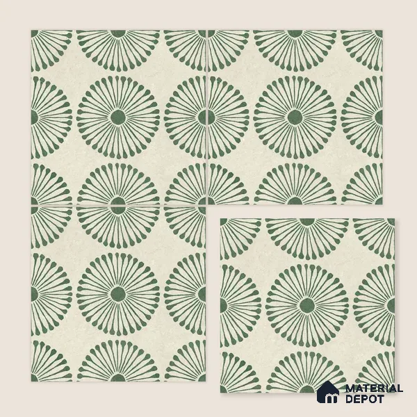 Moroccan Wall & Floor Highlighter 2 Tile TL 11191 Sage Radiance 1 ft x 1 ft Ceramic Matte Finish Tile - 10 mm | Suitable For Kitchen, Bathroom, Balcony
