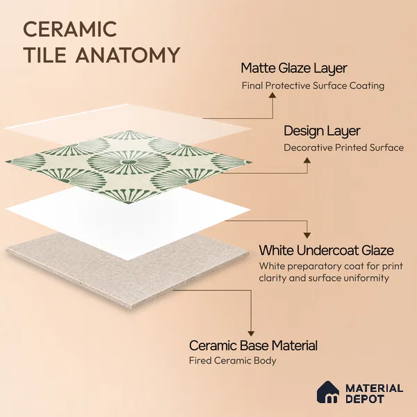 Moroccan Wall & Floor Highlighter 2 Tile TL 11191 Sage Radiance 1 ft x 1 ft Ceramic Matte Finish Tile - 10 mm | Suitable For Kitchen, Bathroom, Balcony