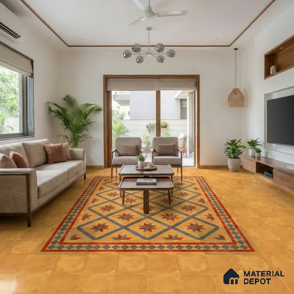 Moroccan Wall & Floor Border 1 Carpet Tile TL 11192 Desert Crest 1 ft x 1 ft Ceramic Matte Finish Tile - 10 mm | Suitable For Kitchen, Bathroom, Living Room