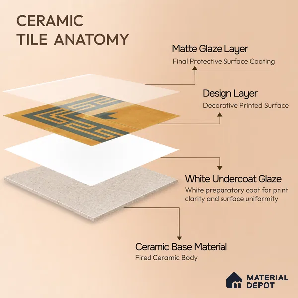 Moroccan Wall & Floor Corner 2 Carpet Tile TL 11195 Maze Mustard 1 ft x 1 ft Ceramic Matte Finish Tile - 10 mm | Suitable For Kitchen, Bathroom, Living Room