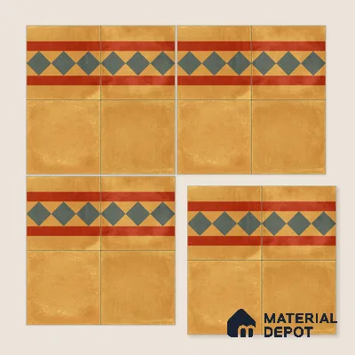 Moroccan Wall & Floor Border 3 Carpet Tile TL 11197 Amber Mosaic 1 ft x 1 ft Ceramic Matte Finish Tile - 10 mm | Suitable For Kitchen, Bathroom, Living Room