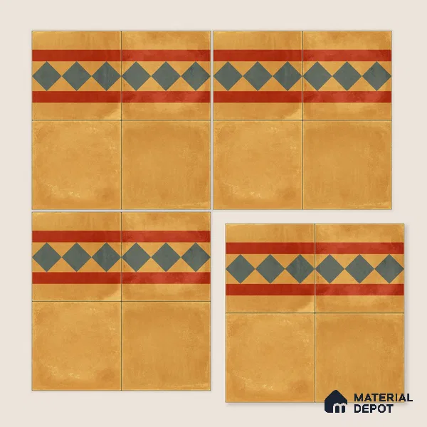 Moroccan Wall & Floor Border 3 Carpet Tile TL 11197 Amber Mosaic 1 ft x 1 ft Ceramic Matte Finish Tile - 10 mm | Suitable For Kitchen, Bathroom, Living Room