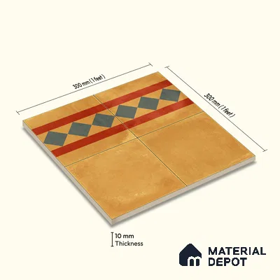 Moroccan Wall & Floor Border 3 Carpet Tile TL 11197 Amber Mosaic 1 ft x 1 ft Ceramic Matte Finish Tile - 10 mm | Suitable For Kitchen, Bathroom, Living Room