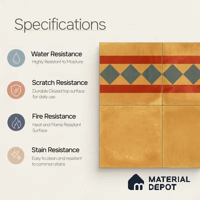 Moroccan Wall & Floor Border 3 Carpet Tile TL 11197 Amber Mosaic 1 ft x 1 ft Ceramic Matte Finish Tile - 10 mm | Suitable For Kitchen, Bathroom, Living Room