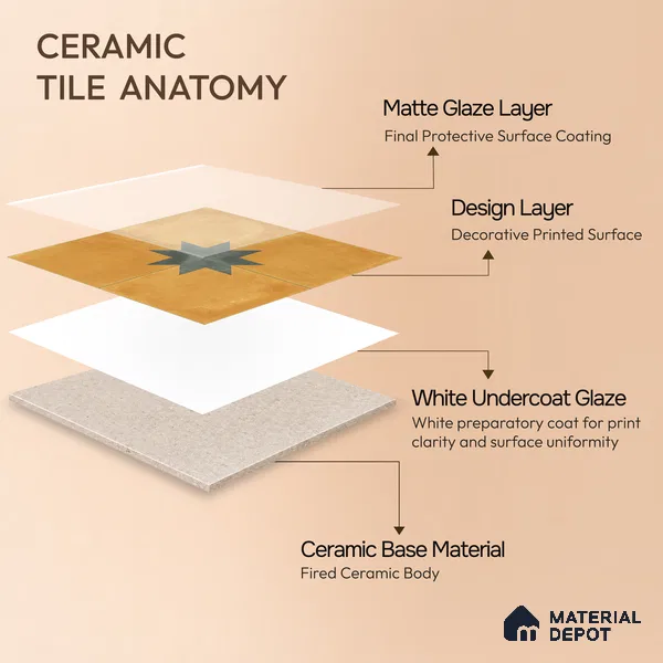 Moroccan Wall & Floor Center 3 Carpet Tile TL 11200 Mustard Star 1 ft x 1 ft Ceramic Matte Finish Tile - 10 mm | Suitable For Kitchen, Bathroom, Living Room