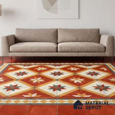 Moroccan Wall & Floor Border 1 Carpet Tile TL 11201 Russet Mosaic 1 ft x 1 ft Ceramic Matte Finish Tile - 10 mm | Suitable For Kitchen, Bathroom, Living Room