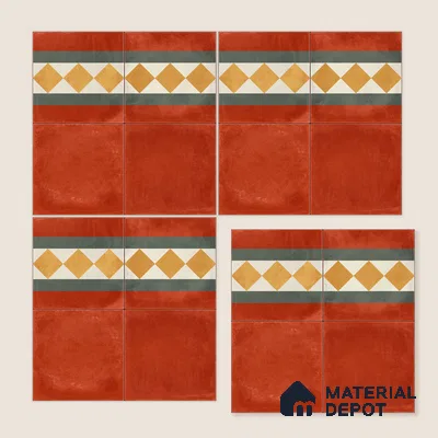 Moroccan Wall & Floor Border 3 Carpet Tile TL 11206 Russet Diamond 1 ft x 1 ft Ceramic Matte Finish Tile - 10 mm | Suitable For Kitchen, Bathroom, Living Room