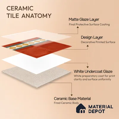 Moroccan Wall & Floor Border 3 Carpet Tile TL 11206 Russet Diamond 1 ft x 1 ft Ceramic Matte Finish Tile - 10 mm | Suitable For Kitchen, Bathroom, Living Room