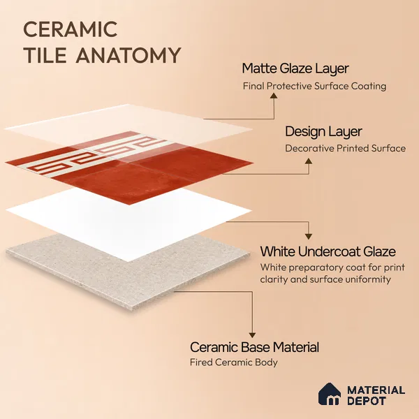 Moroccan Wall & Floor Border 4 Carpet Tile TL 11208 Terracotta Maze 1 ft x 1 ft Ceramic Matte Finish Tile - 10 mm | Suitable For Kitchen, Bathroom, Living Room