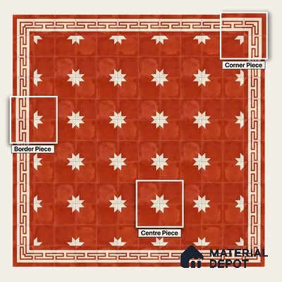Moroccan Wall & Floor Center 3 Carpet Tile TL 11209 Starfire Terra 1 ft x 1 ft Ceramic Matte Finish Tile - 10 mm | Suitable For Kitchen, Bathroom, Living Room