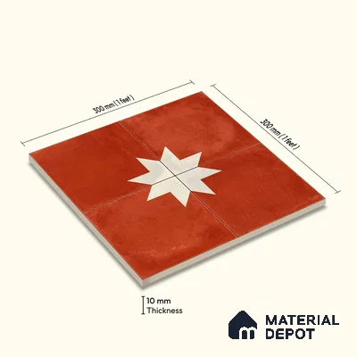 Moroccan Wall & Floor Center 3 Carpet Tile TL 11209 Starfire Terra 1 ft x 1 ft Ceramic Matte Finish Tile - 10 mm | Suitable For Kitchen, Bathroom, Living Room