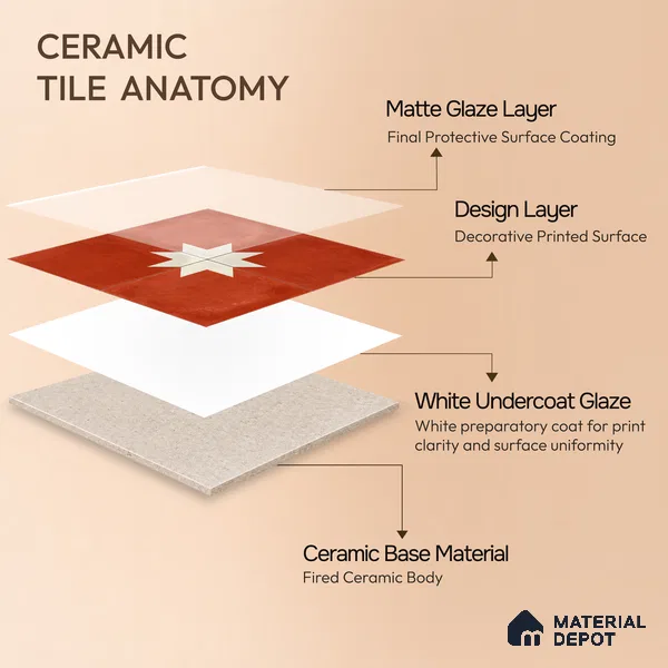 Moroccan Wall & Floor Center 3 Carpet Tile TL 11209 Starfire Terra 1 ft x 1 ft Ceramic Matte Finish Tile - 10 mm | Suitable For Kitchen, Bathroom, Living Room