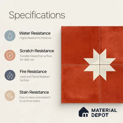 Moroccan Wall & Floor Center 3 Carpet Tile TL 11209 Starfire Terra 1 ft x 1 ft Ceramic Matte Finish Tile - 10 mm | Suitable For Kitchen, Bathroom, Living Room