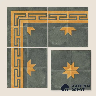 Moroccan Wall & Floor Border 2 Carpet Tile TL 11211 Graphite Crest 1 ft x 1 ft Ceramic Matte Finish Tile - 10 mm | Suitable For Kitchen, Bathroom, Living Room