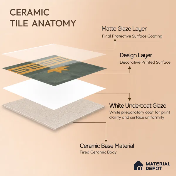 Moroccan Wall & Floor Border 2 Carpet Tile TL 11211 Graphite Crest 1 ft x 1 ft Ceramic Matte Finish Tile - 10 mm | Suitable For Kitchen, Bathroom, Living Room