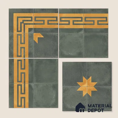 Moroccan Wall & Floor Border 4 Carpet Tile TL 11217 Olive Maze 1 ft x 1 ft Ceramic Matte Finish Tile - 10 mm | Suitable For Kitchen, Bathroom, Living Room