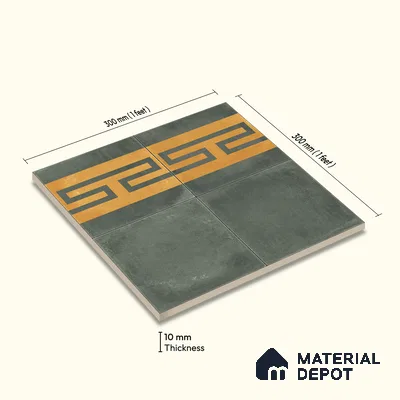 Moroccan Wall & Floor Border 4 Carpet Tile TL 11217 Olive Maze 1 ft x 1 ft Ceramic Matte Finish Tile - 10 mm | Suitable For Kitchen, Bathroom, Living Room