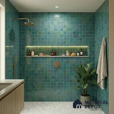 Faux Subway Wall Tile TL 11223 Lagoon Mist 2 ft x 1 ft Ceramic Glossy Finish Tile - 9 mm | Suitable For Bathroom, Dining Area, Kitchen Backsplash