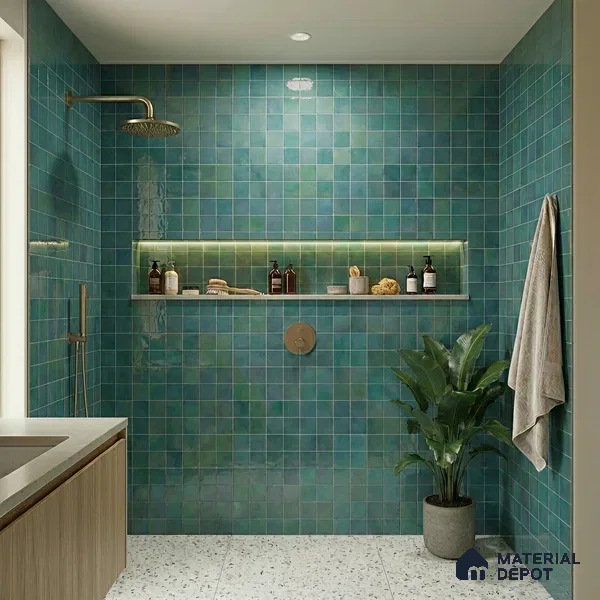 Faux Subway Wall Tile TL 11223 Lagoon Mist 2 ft x 1 ft Ceramic Glossy Finish Tile - 9 mm | Suitable For Bathroom, Dining Area, Kitchen Backsplash