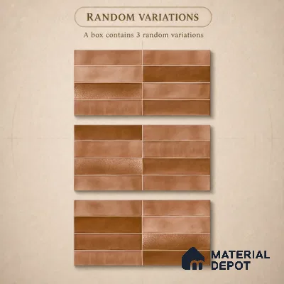 Faux Subway Wall Tile TL 11226 Copper Drift 2 ft x 1 ft Ceramic Glossy Finish Tile - 9 mm | Suitable For Bathroom, Dining Area, Kitchen Backsplash