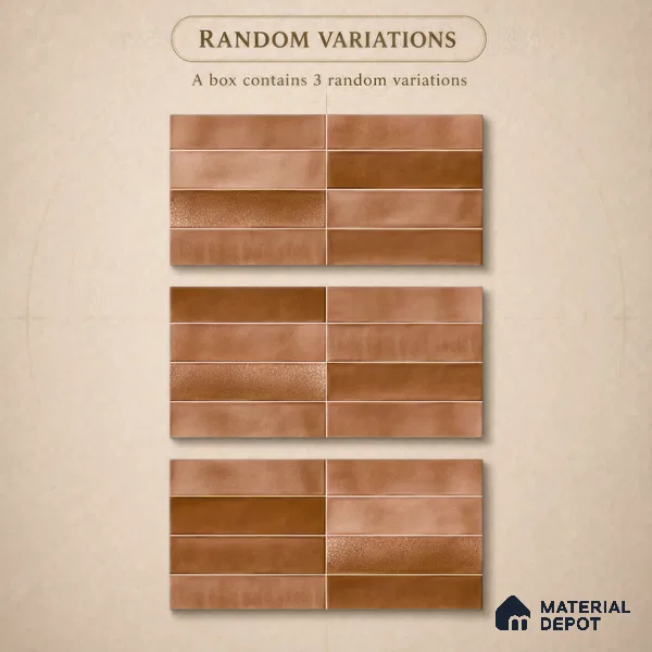 Faux Subway Wall Tile TL 11226 Copper Drift 2 ft x 1 ft Ceramic Glossy Finish Tile - 9 mm | Suitable For Bathroom, Dining Area, Kitchen Backsplash