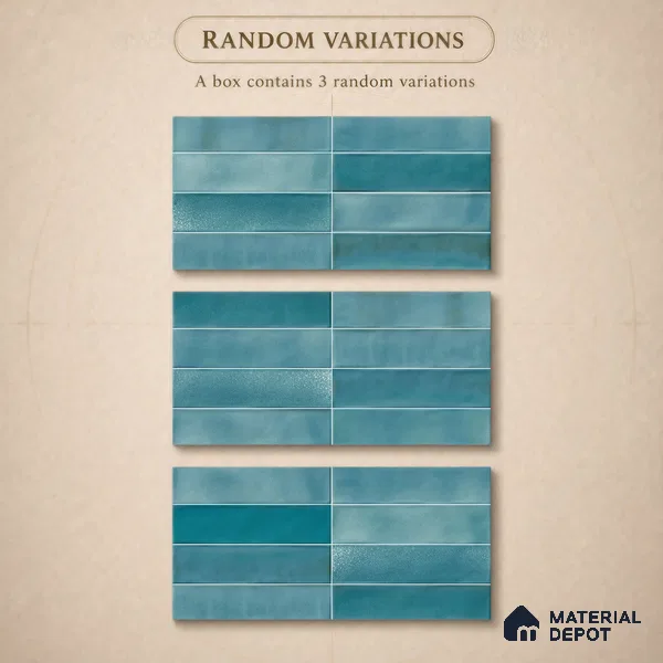 Faux Subway Wall Tile TL 11227 Azure Drift 2 ft x 1 ft Ceramic Glossy Finish Tile - 9 mm | Suitable For Bathroom, Dining Area, Kitchen Backsplash