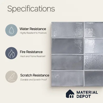 Faux Subway Wall Tile TL 11228 Silver Mist 2 ft x 1 ft Ceramic Glossy Finish Tile - 9 mm | Suitable For Bathroom, Dining Area, Kitchen Backsplash