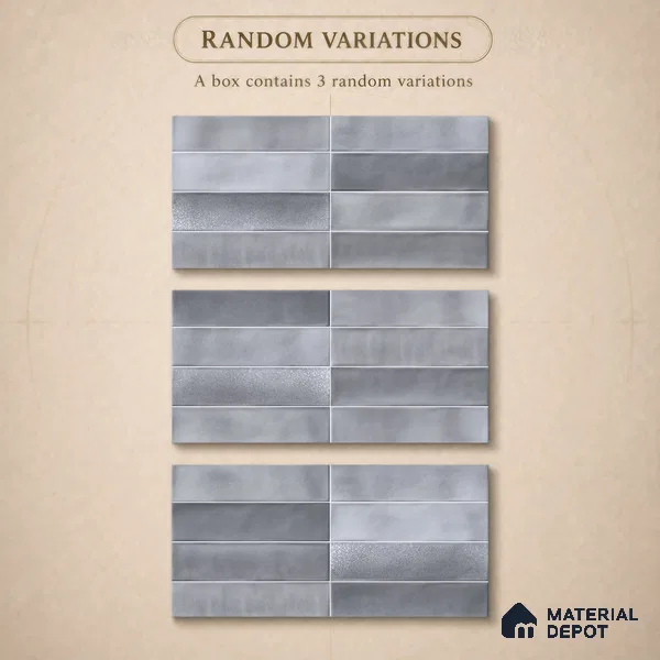 Faux Subway Wall Tile TL 11228 Silver Mist 2 ft x 1 ft Ceramic Glossy Finish Tile - 9 mm | Suitable For Bathroom, Dining Area, Kitchen Backsplash