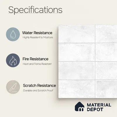 Faux Subway Wall Tile TL 11229 Frosted Cloud 2 ft x 1 ft Ceramic Glossy Finish Tile - 9 mm | Suitable For Bathroom, Dining Area, Kitchen Backsplash