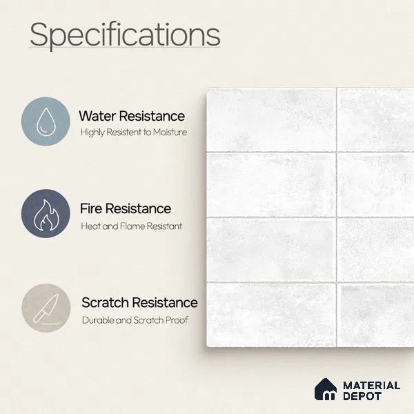 Faux Subway Wall Tile TL 11229 Frosted Cloud 2 ft x 1 ft Ceramic Glossy Finish Tile - 9 mm | Suitable For Bathroom, Dining Area, Kitchen Backsplash