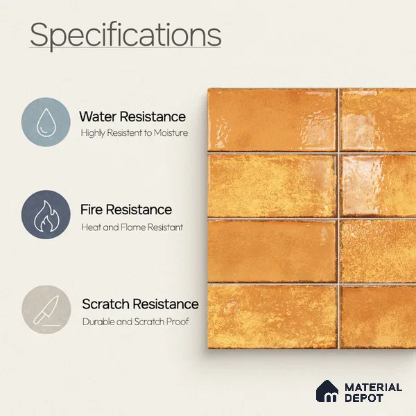 Faux Subway Wall Tile TL 11230 Sunbaked Brick 2 ft x 1 ft Ceramic Glossy Finish Tile - 9 mm | Suitable For Bathroom, Dining Area, Kitchen Backsplash