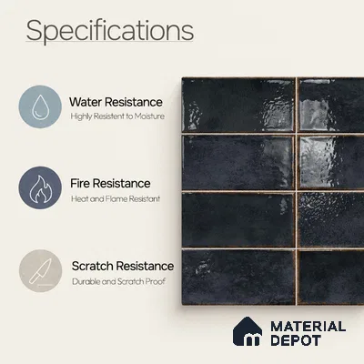 Faux Subway Wall Tile TL 11231 Forge Slate 2 ft x 1 ft Ceramic Glossy Finish Tile - 9 mm | Suitable For Bathroom, Dining Area, Kitchen Backsplash