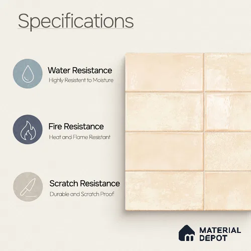 Faux Subway Wall Tile TL 11232 Ivory Drift 2 ft x 1 ft Ceramic Glossy Finish Tile - 9 mm | Suitable For Bathroom, Balcony & Kitchen Backsplash