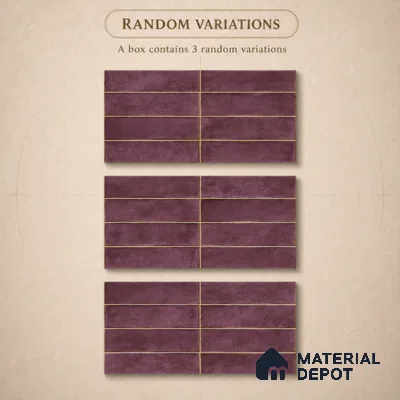 Faux Subway Wall Tile TL 11233 Aubergine Patina 2 ft x 1 ft Ceramic Glossy Finish Tile - 9 mm | Suitable For Bathroom, Dining Area, Kitchen Backsplash