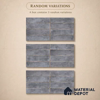 Faux Subway Wall Tile TL 11234 Titan Slate 2 ft x 1 ft Ceramic Glossy Finish Tile - 9 mm | Suitable For Bathroom, Dining Area, Kitchen Backsplash