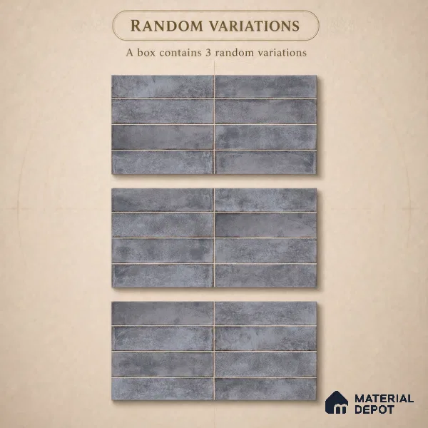 Faux Subway Wall Tile TL 11234 Titan Slate 2 ft x 1 ft Ceramic Glossy Finish Tile - 9 mm | Suitable For Bathroom, Dining Area, Kitchen Backsplash