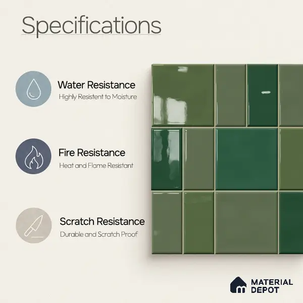 Faux Subway Wall Tile TL 11235 Verdant Mosaic 2 ft x 1 ft Ceramic Glossy Finish Tile - 9 mm | Suitable For Bathroom, Balcony & Kitchen Backsplash