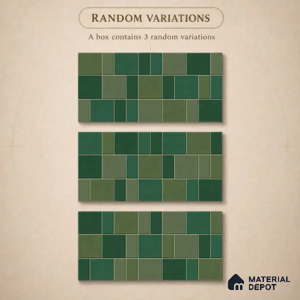 Faux Subway Wall Tile TL 11235 Verdant Mosaic 2 ft x 1 ft Ceramic Glossy Finish Tile - 9 mm | Suitable For Bathroom, Balcony & Kitchen Backsplash