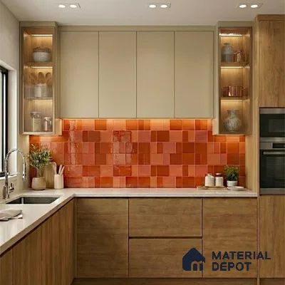 Faux Subway Wall Tile TL 11236 Terracotta Patch 2 ft x 1 ft Ceramic Glossy Finish Tile - 9 mm | Suitable For Bathroom, Basin Area, Kitchen Backsplash