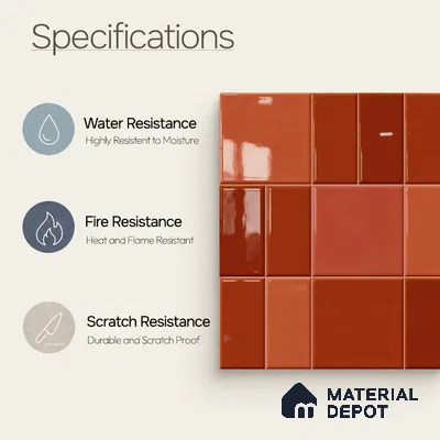 Faux Subway Wall Tile TL 11236 Terracotta Patch 2 ft x 1 ft Ceramic Glossy Finish Tile - 9 mm | Suitable For Bathroom, Basin Area, Kitchen Backsplash