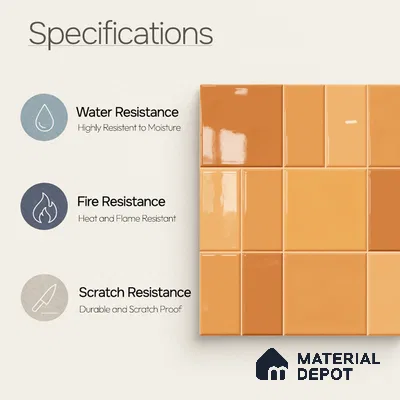 Faux Subway Wall Tile TL 11238 Amber Patchwork 2 ft x 1 ft Ceramic Glossy Finish Tile - 9 mm | Suitable For Bathroom, Balcony & Kitchen Backsplash (Sample)