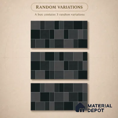 Faux Subway Wall Tile TL 11239 Graphite Matrix 2 ft x 1 ft Ceramic Glossy Finish Tile - 9 mm | Suitable For Bathroom, Basin Area, Kitchen Backsplash
