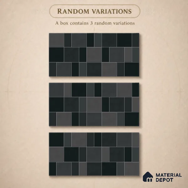 Faux Subway Wall Tile TL 11239 Graphite Matrix 2 ft x 1 ft Ceramic Glossy Finish Tile - 9 mm | Suitable For Bathroom, Basin Area, Kitchen Backsplash