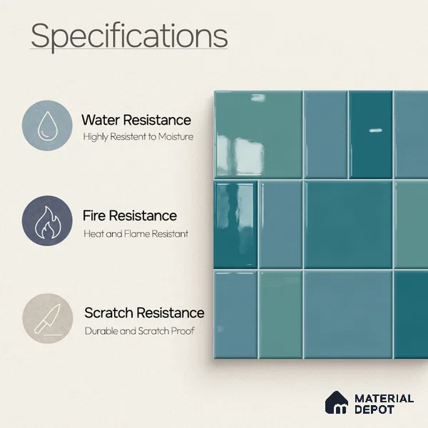 Faux Subway Wall Tile TL 11240 Aegean Mosaic 2 ft x 1 ft Ceramic Glossy Finish Tile - 9 mm | Suitable For Bathroom, Balcony & Kitchen Backsplash