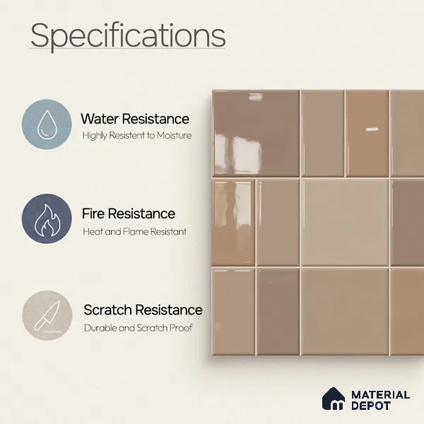 Faux Subway Wall Tile TL 11241 Sand Mosaic 2 ft x 1 ft Ceramic Glossy Finish Tile - 9 mm | Suitable For Bathroom, Basin Area, Kitchen Backsplash