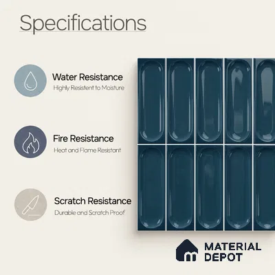 Faux Subway Wall Tile TL 11242 Aqua Capsule 2 ft x 1 ft Ceramic Glossy Finish Tile - 9 mm | Suitable For Bathroom, Dining Area, Kitchen Backsplash