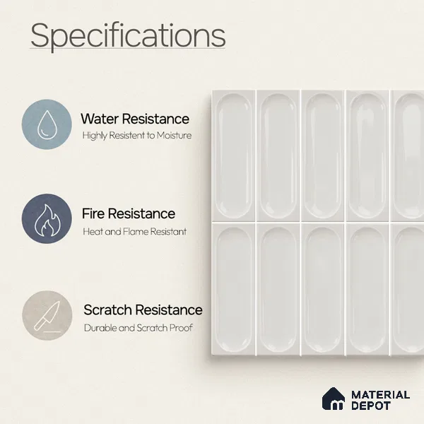 Faux Subway Wall Tile TL 11243 Ovaline Mist 2 ft x 1 ft Ceramic Glossy Finish Tile - 9 mm | Suitable For Bathroom, Balcony & Kitchen Backsplash