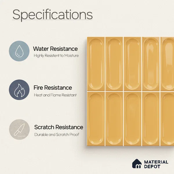Faux Subway Wall Tile TL 11244 Amber Capsule 2 ft x 1 ft Ceramic Glossy Finish Tile - 9 mm | Suitable For Bathroom, Basin Area, Kitchen Backsplash