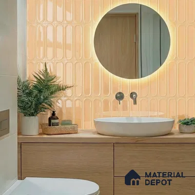 Faux Subway Wall Tile TL 11245 Sable Capsule 2 ft x 1 ft Ceramic Glossy Finish Tile - 9 mm | Suitable For Bathroom, Dining Area, Kitchen Backsplash